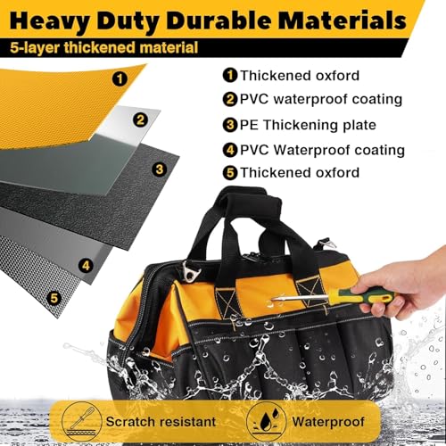 Fathers Day Gift for Husband Dad Men, 16 Inch Heavy Duty Tool Bag, Fathers Day Gift from Daughter Wife Son, Anniversary Birthday Gifts for Men Him, Portable Tool Organization for Mechanic Electrician