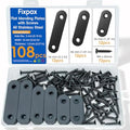 108PCS Flat Mending Plates for Wood Metal Brace Brackets Stainless Steel Straight Wood Bracket with Screw Holes 1.4"/1.8"/2.2" inch(Black) - color: Black