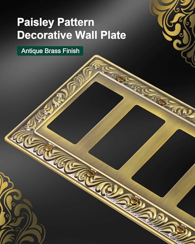 2-Pack Paisley Pattern Quad Decorator Outlet Cover Plate,Metal Wall Plate - style: 4 Decorator 2PK