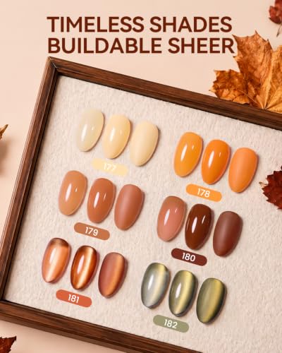 Makartt Fall Brown Gel Nail Polish Set: 6 Colors 15ml Hema-Free Gel Polish - color: Fall Collection