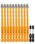 Upgraded Tile and Masonry Drill Bit Set 1/4"(6mm), EXFEIN Serrated Drill Bits Set - 10-Piece Carbide Drill Bits and 2-Piece Magnetic Screwdriver Bits for Wood Plastic Tile Concrete Brick Marble - size: Set 6(12-Pack)