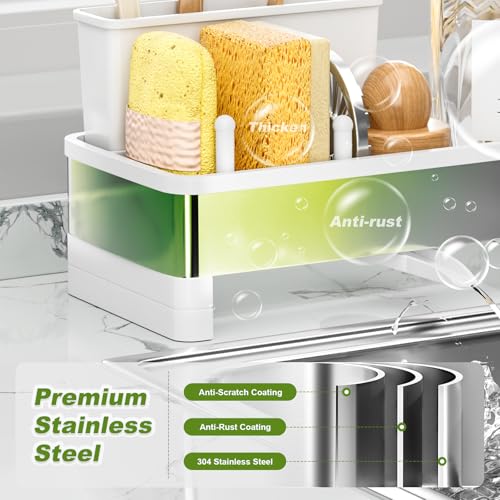 Ewaiira Stainless Steel Sink Caddy, Sponge Holder for Kitchen Sink 9.8″ - color: B-white