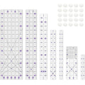 Quilting Ruler, Sewing Ruler, 8 Pack, Acrylic Quilting Templates(6"x17", 3"x17", 2"x16", 1.5"x12", 1"x12", 1"x6", 8"x3"), Non Slip Rings 25 Pieces, Sewing and Quilting Supplies - Clear/Purple - color: Purple