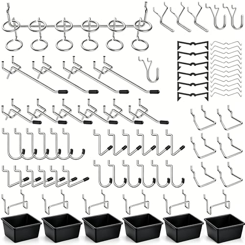Pegboard Hooks Assortment, for Organizing Various Tools, with Pegboard Bins, 107 PCS, 48 of Which are Locks - style: 107PCS