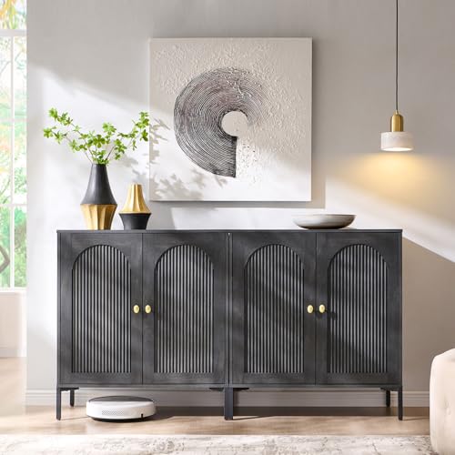 IFGET 61.75" W Modern Arch Sideboard Buffet Cabinet with Storage, Dark Grey - color: Dark Grey, size: 2 Pieces