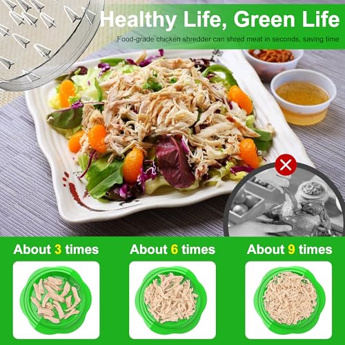 Chicken Shredder Tool Twist Large Meat Shredder with Brush&Fork, Green - color: Green