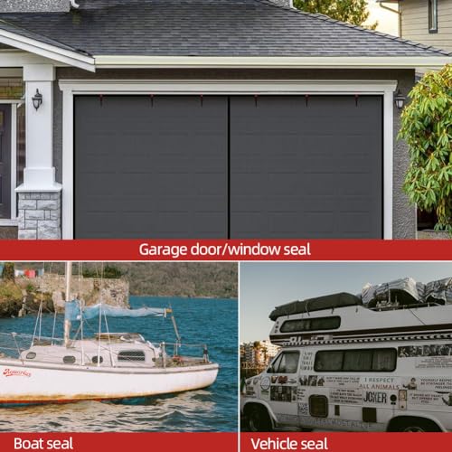 Foam Rubber Seal Strip, Self-Adhesive D Shape EPDM Rubber Weather Stripping for RV, Boat, Auto, Truck, Marine, Garage Doors/Window and More, W:1"; H:0.5",13Ft