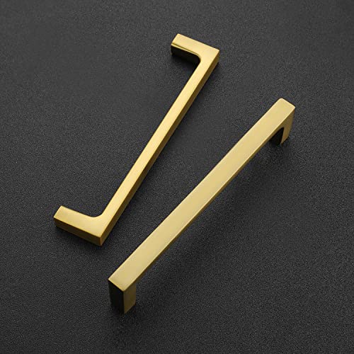 Ravinte Brushed Brass Solid Pulls Cabinet Handles 5 Inch 10 Pack - size: 5 Inch Hole Center