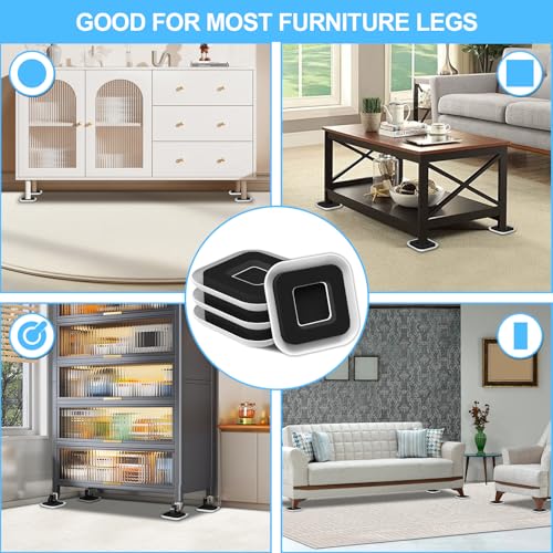 Upgrade Furniture Sliders with Groove - Furniture Sliders for Carpets - size: 4.3in 4Pack