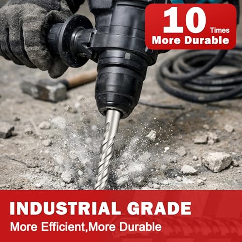 SDS Plus Rotary Hammer Drill Bit Set - 2-Piece 3/8" x 12 "Concrete Masonry Drill Bits for Brick, Cement & Stone - Durable Alloy Tip, Fast Drilling - size: 3/8" x 12 "