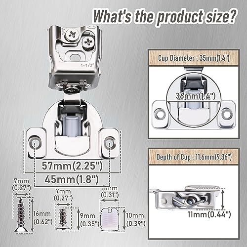 50 Pack 25 Pair 1-1/2 inch Overlay Self Slow Closing Door Hinges - Face Frame Cabinet Concealed Hinges with Built-in Damper, 3 Way Adjustability - color: 50PACK, size: 1-1/2 in. Overlay