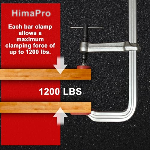 HimaPro 12 Inch Heavy Duty Bar Clamp Set, 4 Pack – Drop Forged Steel F-Clamps with 1200 lbs Load Capacity and 4-3/4 Inch Throat Depth for Welding, Woodworking, and Metalworking - size: 1200 lbs Load Limit