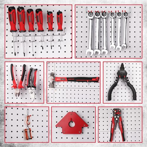 Ultimate 121-Piece Pegboard Hooks Set, Pegboard Accessories with Metal Hooks, Durable Peg Board Organizer Accessories, Pegboard Bins, Peg Board Tool Utility Hooks - color: 121 pcs - Red