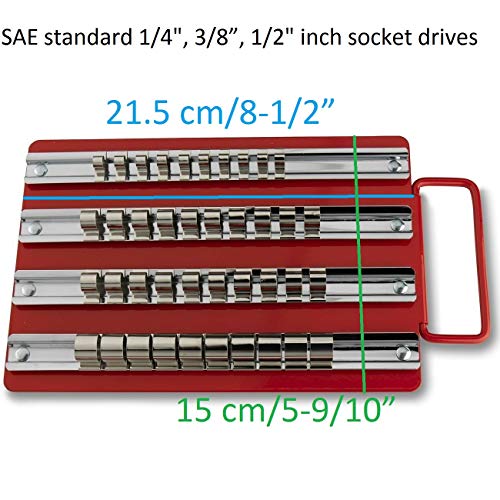 40 Socket Standard Wall Mount socket organizer Drive Socket Tray Holder Organizer Drawer Slide Sockets Rail Rack Tray Clips Tool Socket Tray Rail Rack Holder Storage For Drive Sockets - size: 21.5 cm/8-1/2”