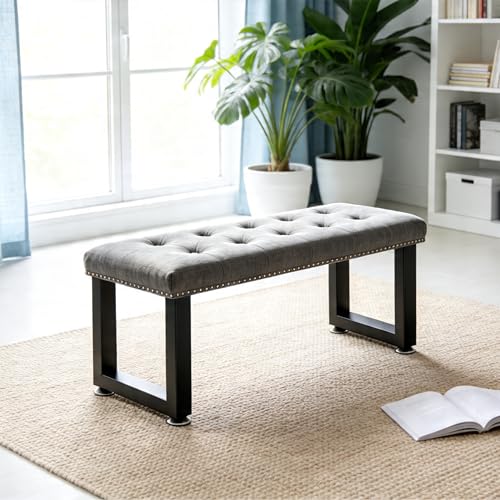 16 Inch Metal Bench Legs Set of 2, Heavy Duty Steel Coffee Table Legs, DIY Furniture Feet with Screws and Adjustable Foot Pads - size: H16" Square