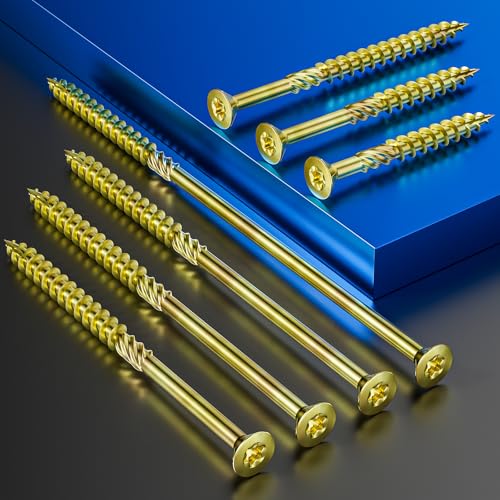 Wensilon 5/16 * 4" Yellow Zinc Deck Screws, (39pcs) 2 lbs.Exterior Wood Screws, Bronze, Star Bit - color: Yellow, size: 5/16*4"