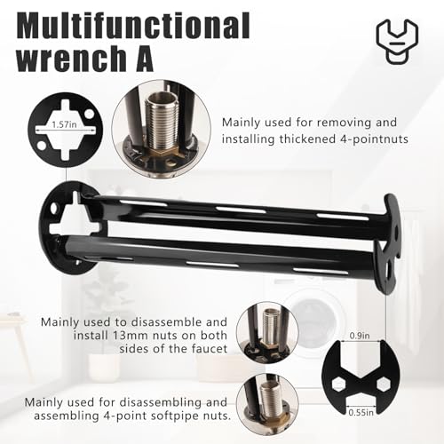 2Pcs Four-Jaw Basin Wrench Set, Universal Under Sink Plumbing Tool