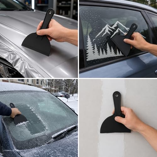 6 Pack Plastic Putty Knife Set, 6 Assorted Sizes 1.5" 2" 3" 4" 6" 8" Flexible Plastic Scraper Tools for Spackling, Drywall Repair, Patching, Caulking & Wallpaper Removal