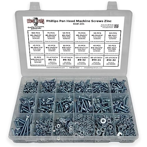 Phillips Pan Head Machine Screws Bolts Nuts Washers Assortment Kit - 1921 Pcs!