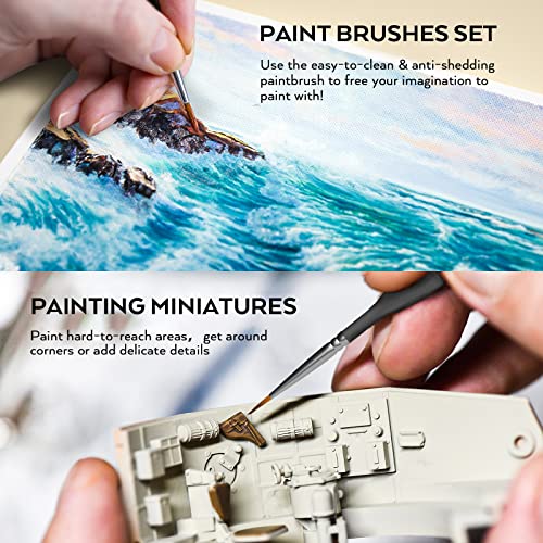 Nicpro 15 PCS Fine Detail Paint Brushes Set with Nylon Brush Case - size: 15 PCS