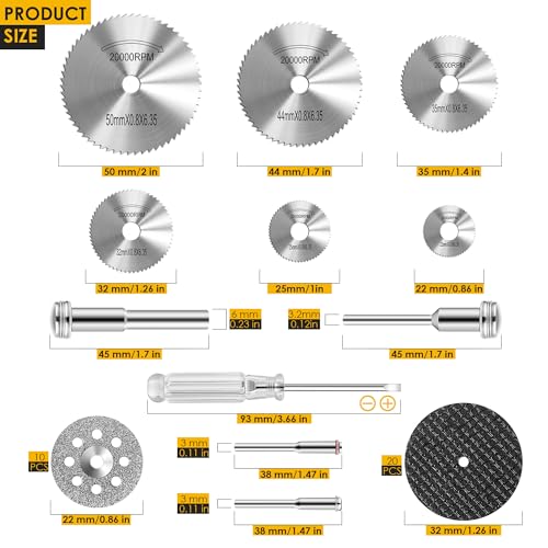 44 Pcs Cutting Wheel Set Compatible with Plastic for Rotary Tool - color: Sliver