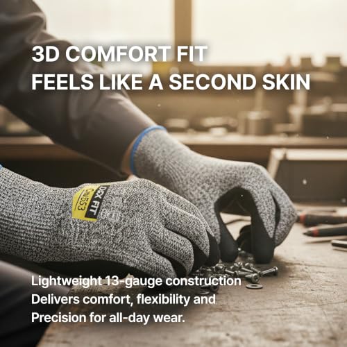 DEX FIT Level 5 Cut Resistant Gloves Cru553, 3D-Comfort Fit, Firm Grip, Thin & Lightweight, Touch-Screen Compatible, Durable, Breathable & Cool, Machine Washable; Green XS (6) 1 Pair - color: Green, size: X-Small