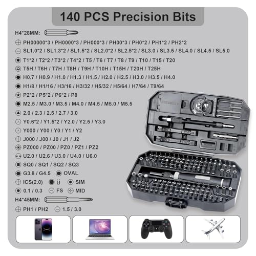 Small Precision Screwdriver Set 152 in 1 Mini Magnetic Screwdriver Set with Torx for Electronic, Watches, Laptop, Computers, Smartphones, PS5, Drones, Jewelers, Glasses - color: Black