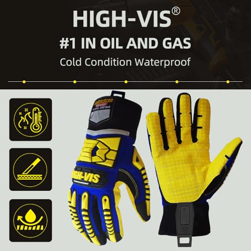 Seibertron High-Vis Series Cut Resistant Reducing Anti-Impact Mechanics Heavy Duty Safety Rescue Oil and Gas Gloves - color: Blue-sdxw En388 4242xp Winter Waterproof+clip, size: Small (Pack of 1)