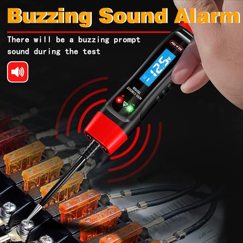 Automotive Test Light 4-75V DC LCD Digital Voltage Tester with Buzzer Sound, Auto Circuit Tester with Voltmeter, Electric Test Probe Pen for Car Battery Polarity Continuity Fuses
