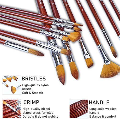 DUGATO Artist Paint Brush Set, 13-Piece Long Handle Oil Paint Brushes