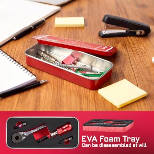 GEINXURN Mini Ratchet Wrench Set, 72 Teeth 1/4" Ratchet Wrench For Tight Spaces, Magnetic Locking Bit Holder and Mini Socket Ratchet Comes in a Push-Pull Tin Case, Ideal for Repair and DIY projects - size: 07