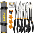 5-Piece 11 Inch Long Needle Nose Pliers Set with 4 Magnetic Plier Racks, Extra Long Reach Pliers Set, 45° & 90° Bent Needle Nose Pliers, Circle Nose and Diagonal Pliers for Tight Spaces - style: 5pcs Long Needle Nose