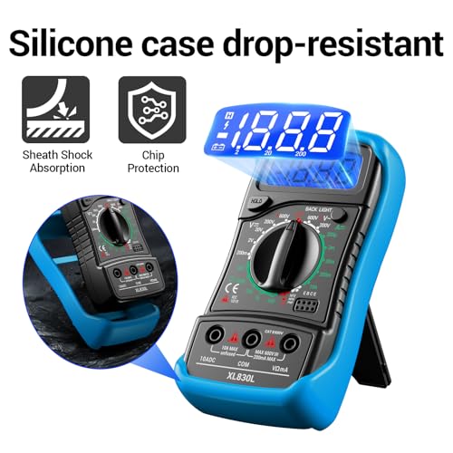 ANENG Digital Multimeter with Case, AC/DC Voltmeter, Ammeter and Ohmmeter - color: Blue
