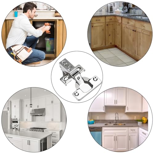 BESTEEL 100 Pack 1/2 inch Overlay Soft Close Cabinet Door Hinges for Kitchen Cabinet Hinge, 100 Degree Opening Angel, Stainless Concealed Kitchen Cabinets Hinge Self Closing with Drilling Tool &Manual - size: 100 PCS