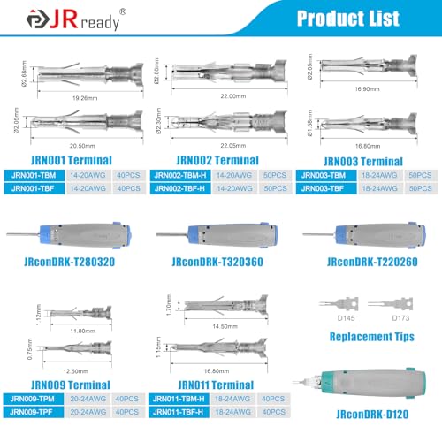 JRready ST6528 Terminal Removal Tool Pins Connector Kit Wire Crimp Male Female Terminals Car Electrical Automotive Single Contact Standard Molex MLX/093/062/Micro-Fit/Mini-Fit Jr. 220Pairs Terminal - color: 220Pairs Std Molex with Pin Removal Tool