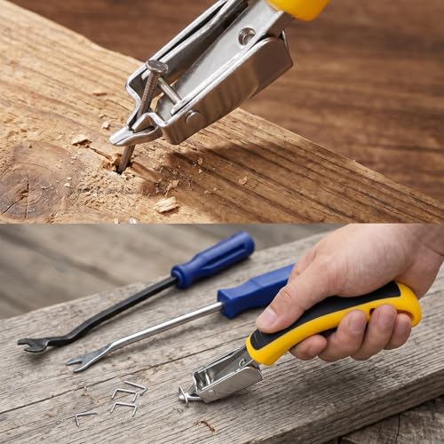 3 Pcs Upholstery Staple Remover Heavy Duty Construction Staple Remover with Nail Puller, Tack Puller Tool, Carpet Removers for Furniture Wooden Case Floor Removing All Kinds of Staples (Blue, Yellow)