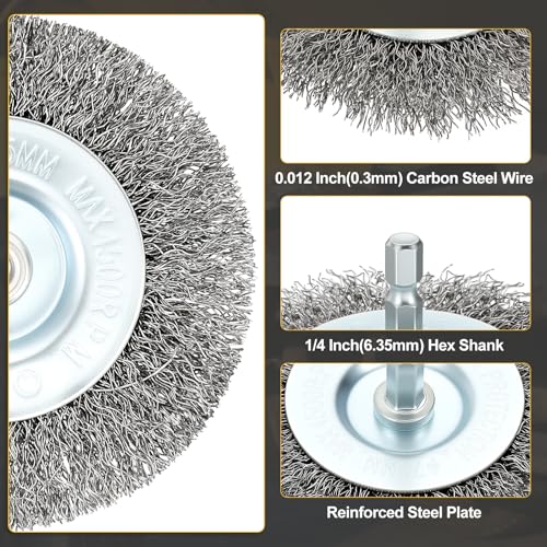 DTGN 24 Pcs Wire Wheel Cup Pen Brush Set for Drill, 1/4 Inch Hex Shank,1-4" - size: 1-4inch