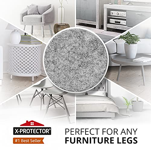 Felt Furniture Pads X-PROTECTOR - 48 Premium Felt Pads Floor Protector - size: 48 PCS 1" Grey, Round