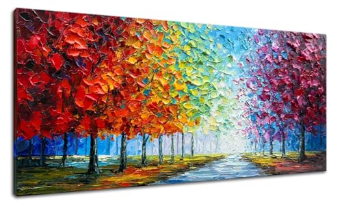 zoinart Colorful Oil Painting on Canvas, Abstract Landscape Wall Art | Texture Painting, Modern Wall Painting, Living Room Deco - color: YH-B203