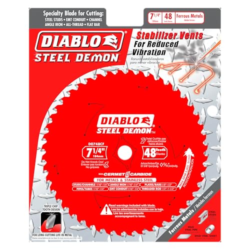 Diablo Steel Demon Cermet II Saw Blade - 7-1/4" Diameter, 48 TCG Teeth
