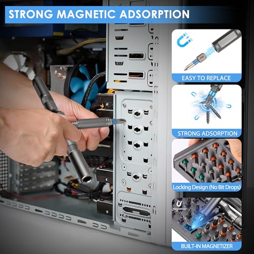 Asnish 42 in1 Magnetic Ratcheting Screwdriver Set with Multi Bit Tool Kit - color: Black-gray, size: 42 In 1