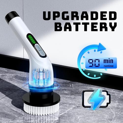 Electric Spin Scrubber for Bathroom: Shower Scrubber with Long Handle
