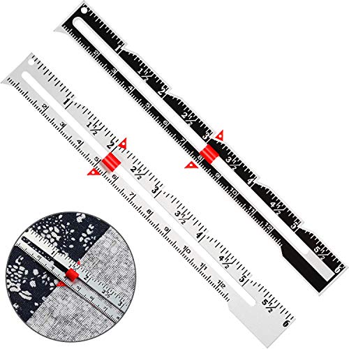 Frienda 2 Pcs Sewing Ruler Seam Gauge Metal Sliding Measuring Tool