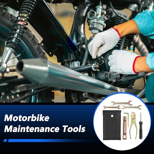 8PCS Motorcycle Repair Tool Kit, Spark Plug Socket Pliers Hexagonal Wrench M6 Double Ended Screwdriver Dual Head Wrench 8-10mm 12-14mm 14-17mm, Portable Motorbike Maintenance Tools