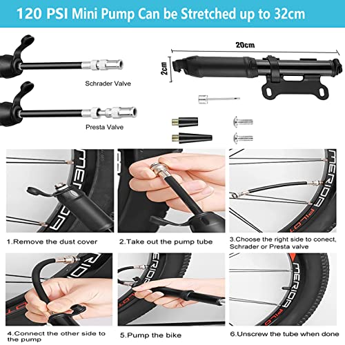 Bike Repair Tool Kit with Mini Bicycle Pump,16-in-1 Bike Multitool, Portable Bicycle Flat Tire Repair Kit for Road MTB EBikes, Bike Emergency Repair Kit, Saddle Bag with Tail Light - style: Repair Set with Mini Pump