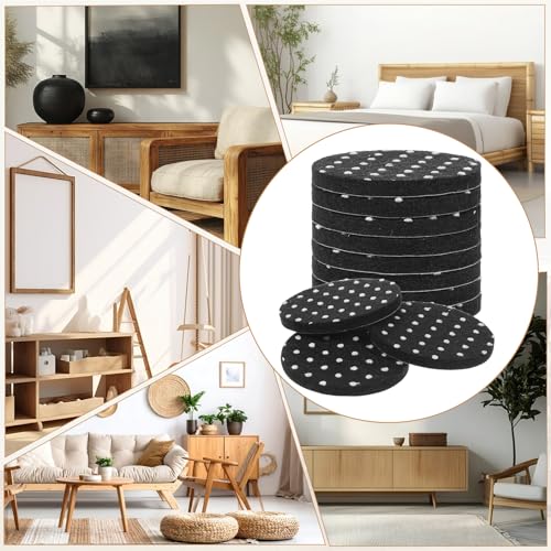12Pcs Furniture Felt Pads for Hardwood Floors, 2 inch x 2 inch Self Adhesive Round Furniture Leg Pads Anti Scratch Floor Protectors for Hardwood Floors (Black)
