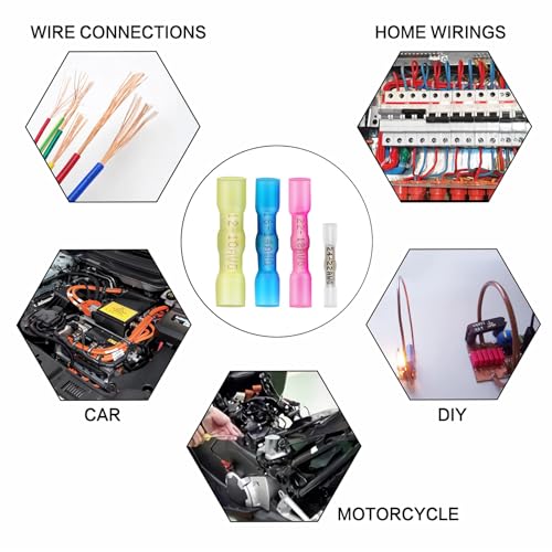 Heat Shrink Butt Connectors, Crimp and Solder, 24-22 AWG, 100PCS - color: White, size: White [24-22 AWG]
