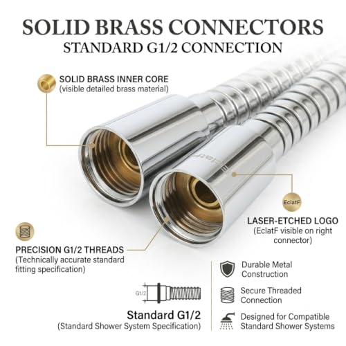 59 Inch Shower Hose Replacement, Stainless Steel, Chrome - color: 59''-Chrome