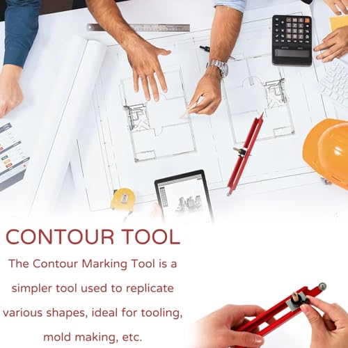 Contour Scribe Tool Aluminum Adjustable | For Woodworking Tiling Carpentry, Precision Profile Marking Tool with Adjustable Pencil Holder, Aluminum Alloy