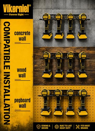 Drill Holder, Power Tool Organizer, Wall Mount 4 Cordless Metal Shelf Holder, Utility Storage Rack for Dewalt Cordless Tools for father day gifts - style: 1 Pack